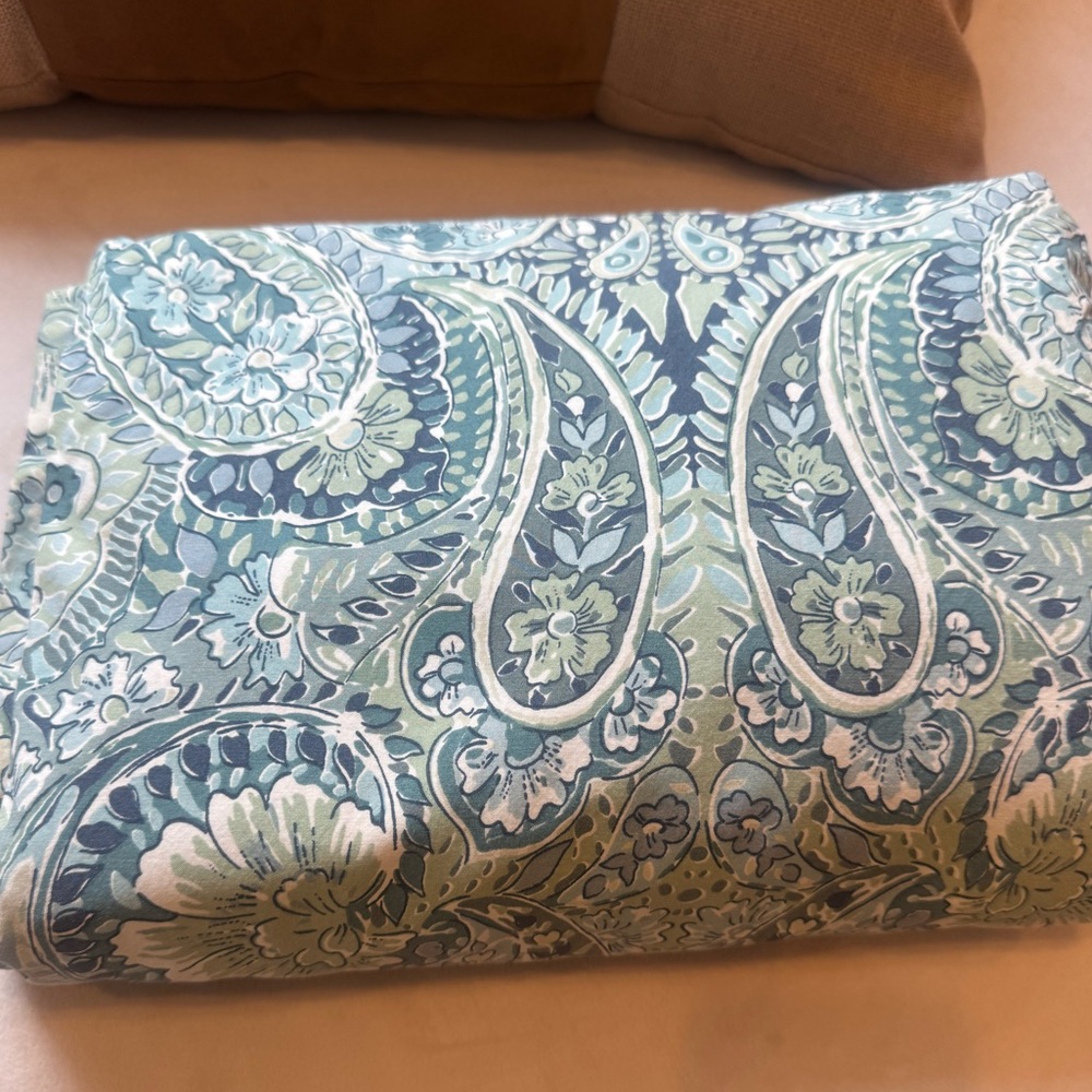 Pottery Barn Paisley Queen Green and Blue Duvet Cover